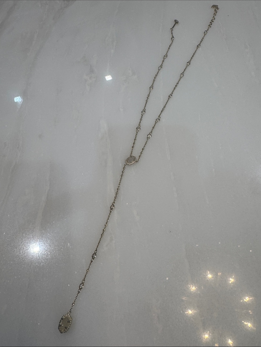 Kendra Scott Silver Y-Drop Necklace with Oval Pendant